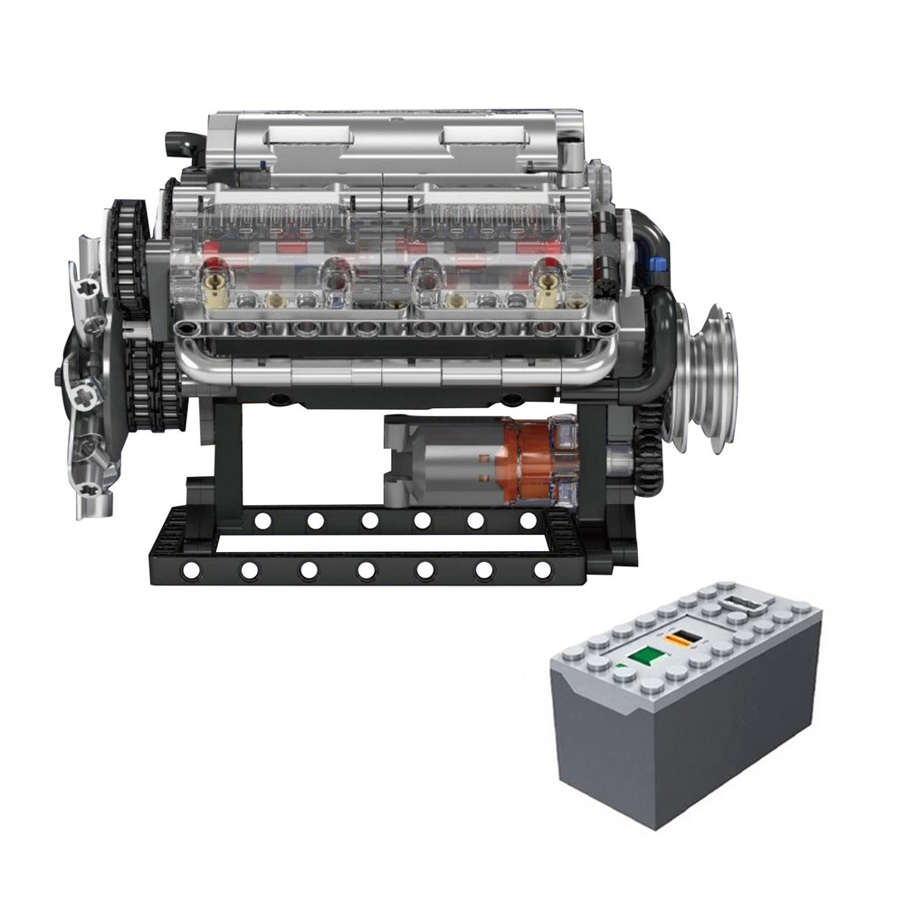 ABS V8 Engine Motor Engineering Model Stacking Blocks Education Toy Gift