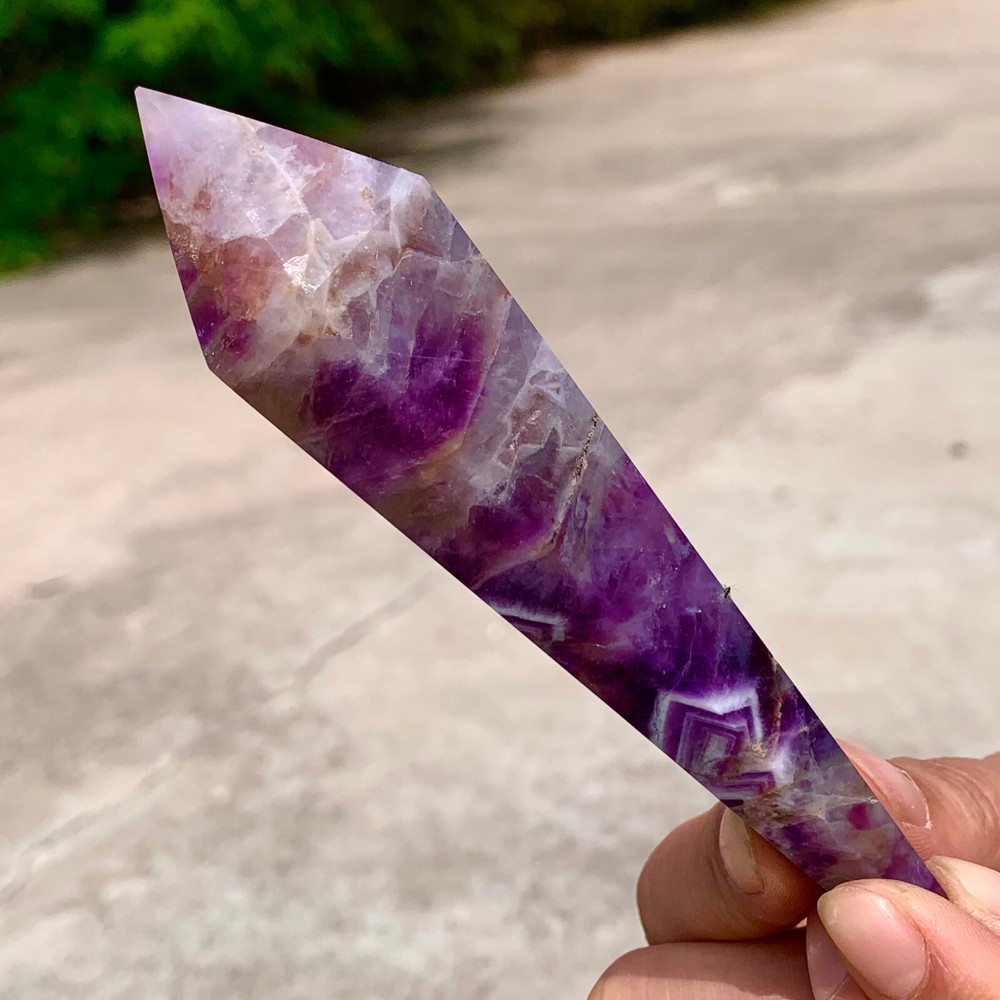 202G Natural Amethyst Quartz Crystal Single Tip Termination Wand Point Healing