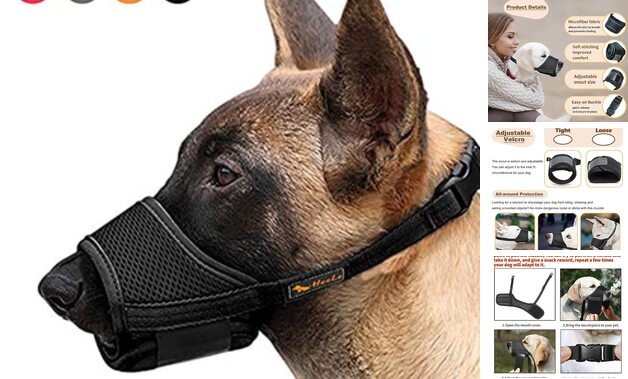 Dog Muzzle,Soft Nylon Muzzle Anti Biting Barking Chewing,Air Mesh L Black