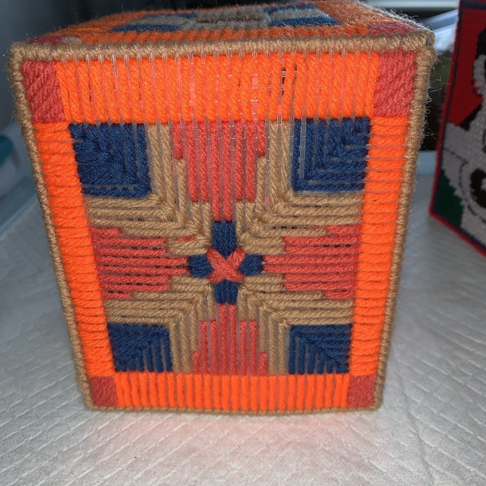 Handmade Tissue Box Cover - Plastic Canvas Fits 8.2x8.4” Box