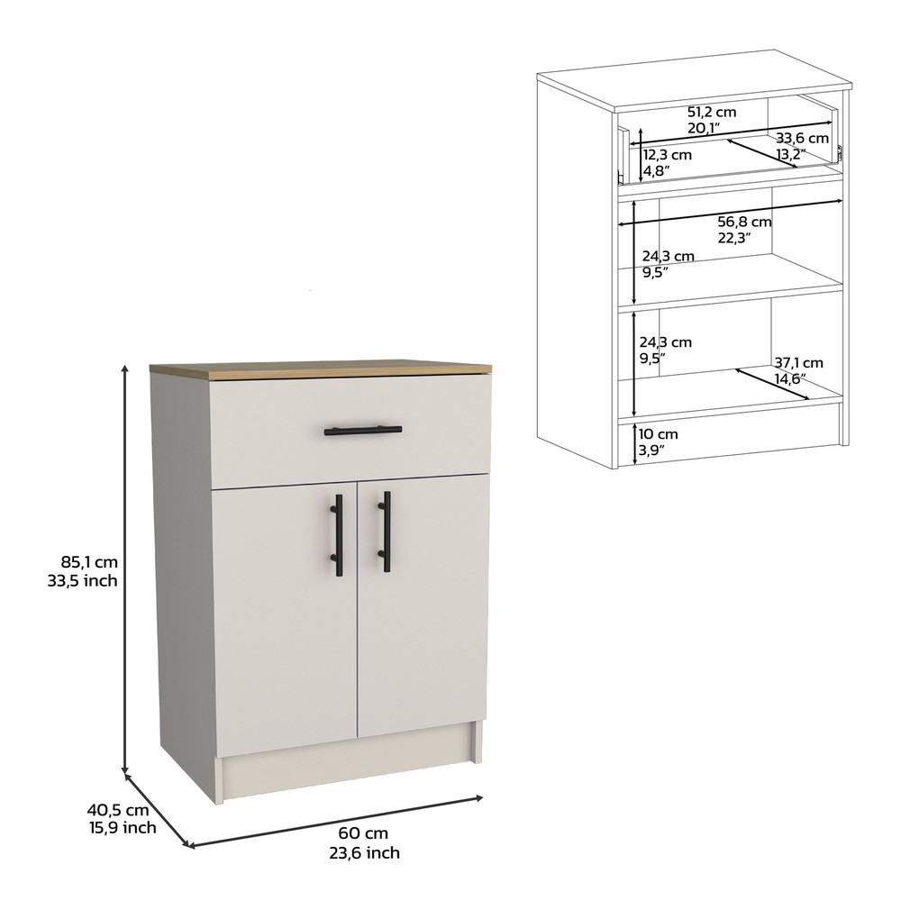 Organizer Cabinet 33" H, One Drawer, Two Interior Shelves