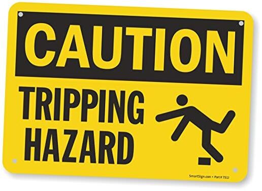 "Caution - Tripping Hazard" Sign | Plastic 7" x 10"