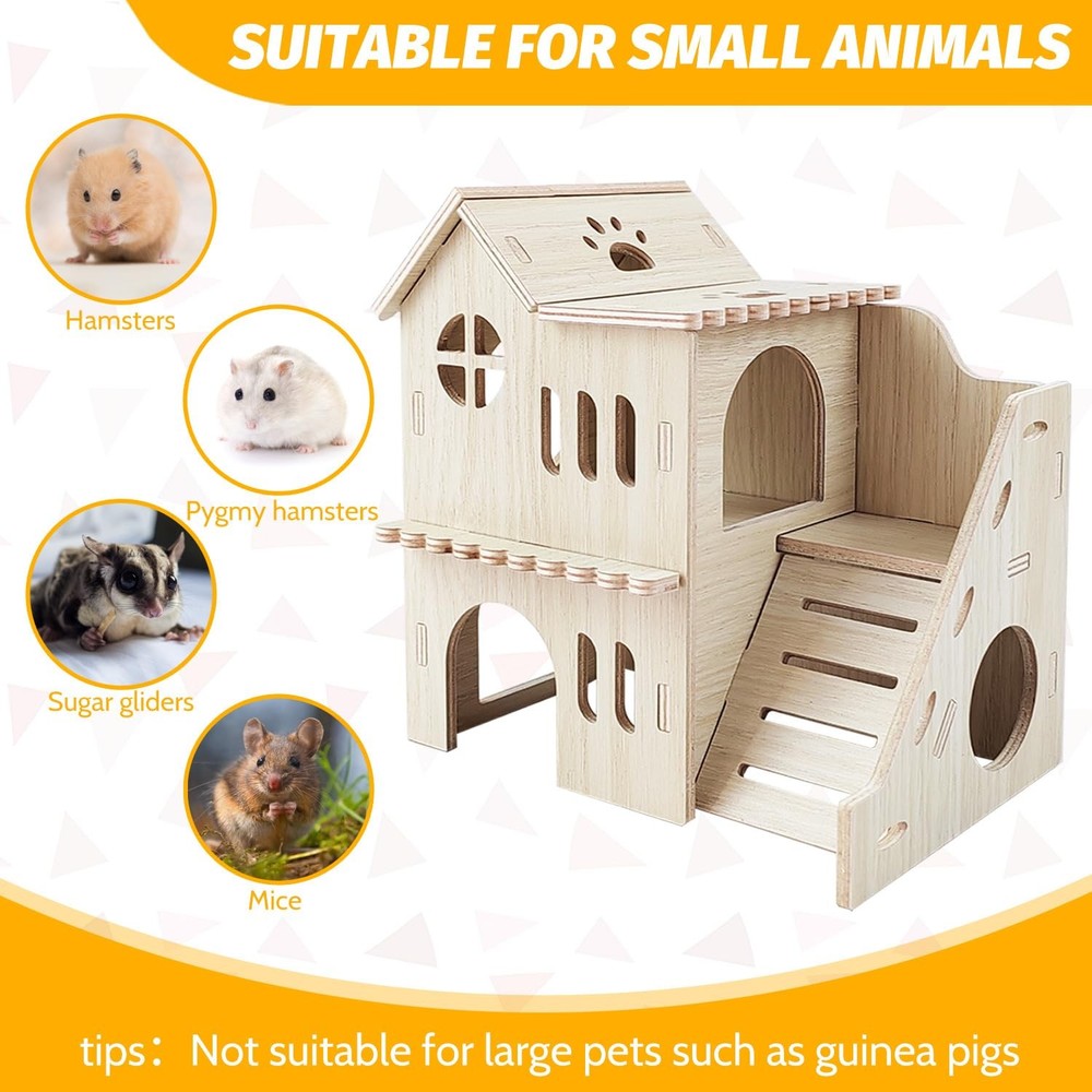 Tiny Hamster House Slide DoubleDecker Hut Cage Accessories Habitat Decor