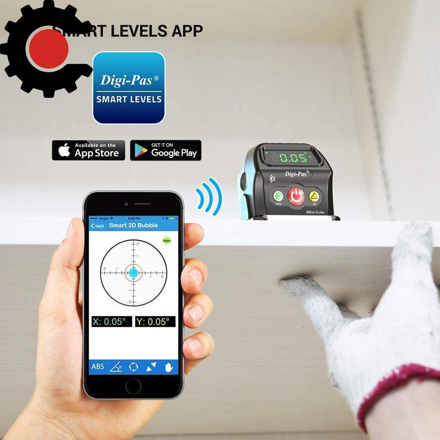 Digi-Pas DWL90PRO 2-Axis Smart Cube Level, 0.05°, WIRELESSLY displays levelin...