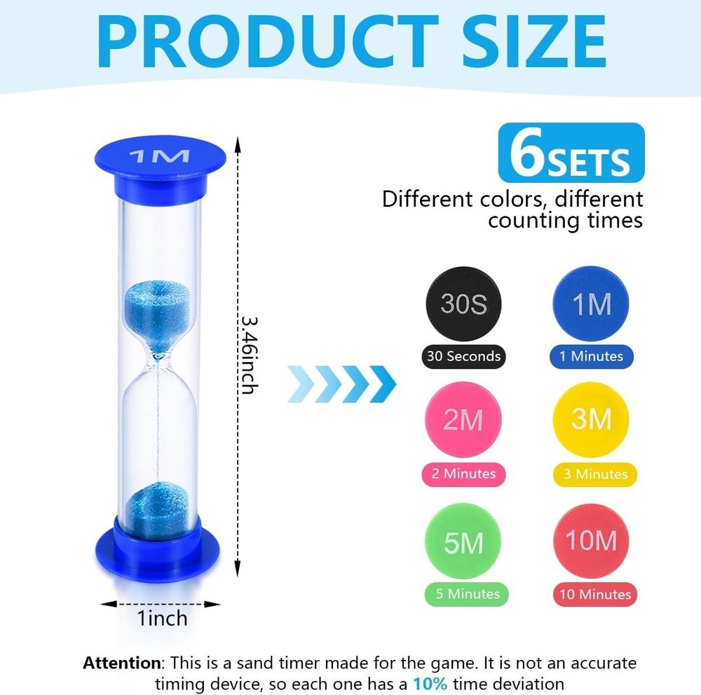 Vibrant 6-Piece Sand Timer Collection – Perfect for Cooking, Games & Learning
