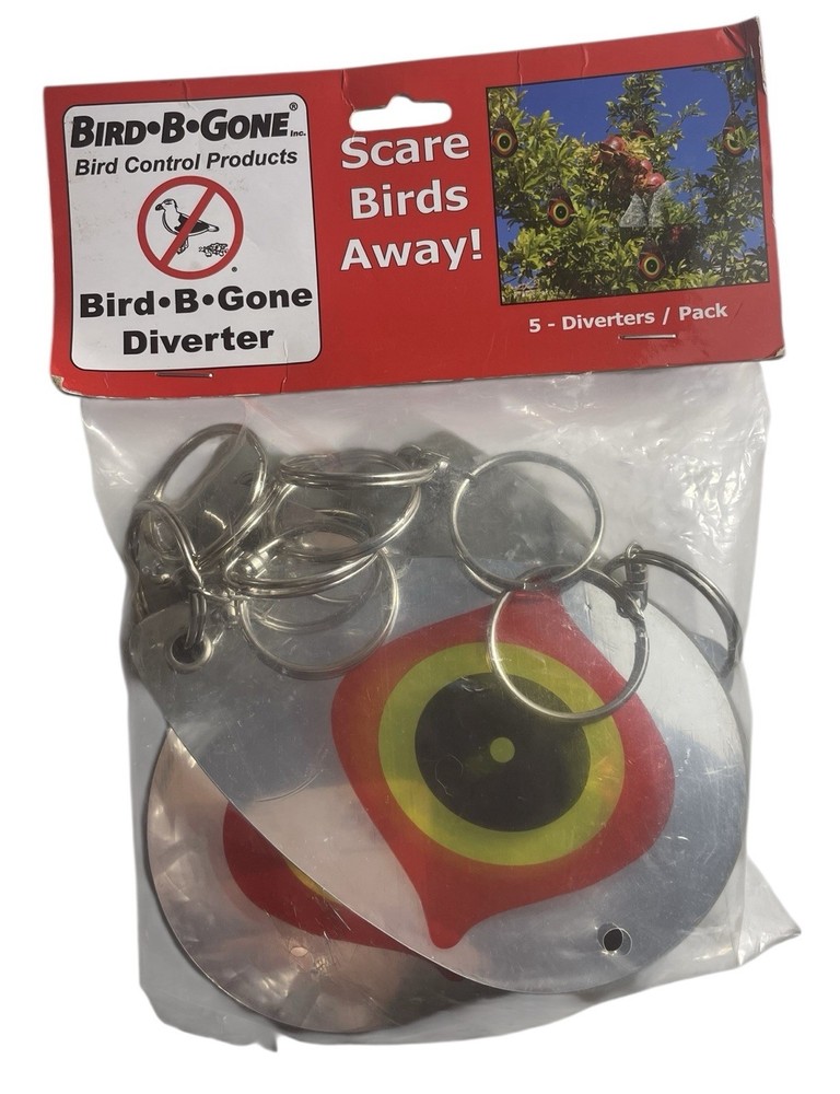 Bird B Gone 5 Pack Scare Predator Eye Diverters  Large 5” Hanging Reflective