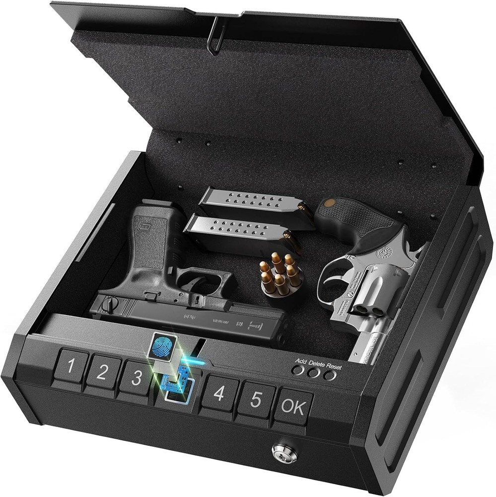 Biometric Gun Safe for Home - Fingerprint & Keypad Lock