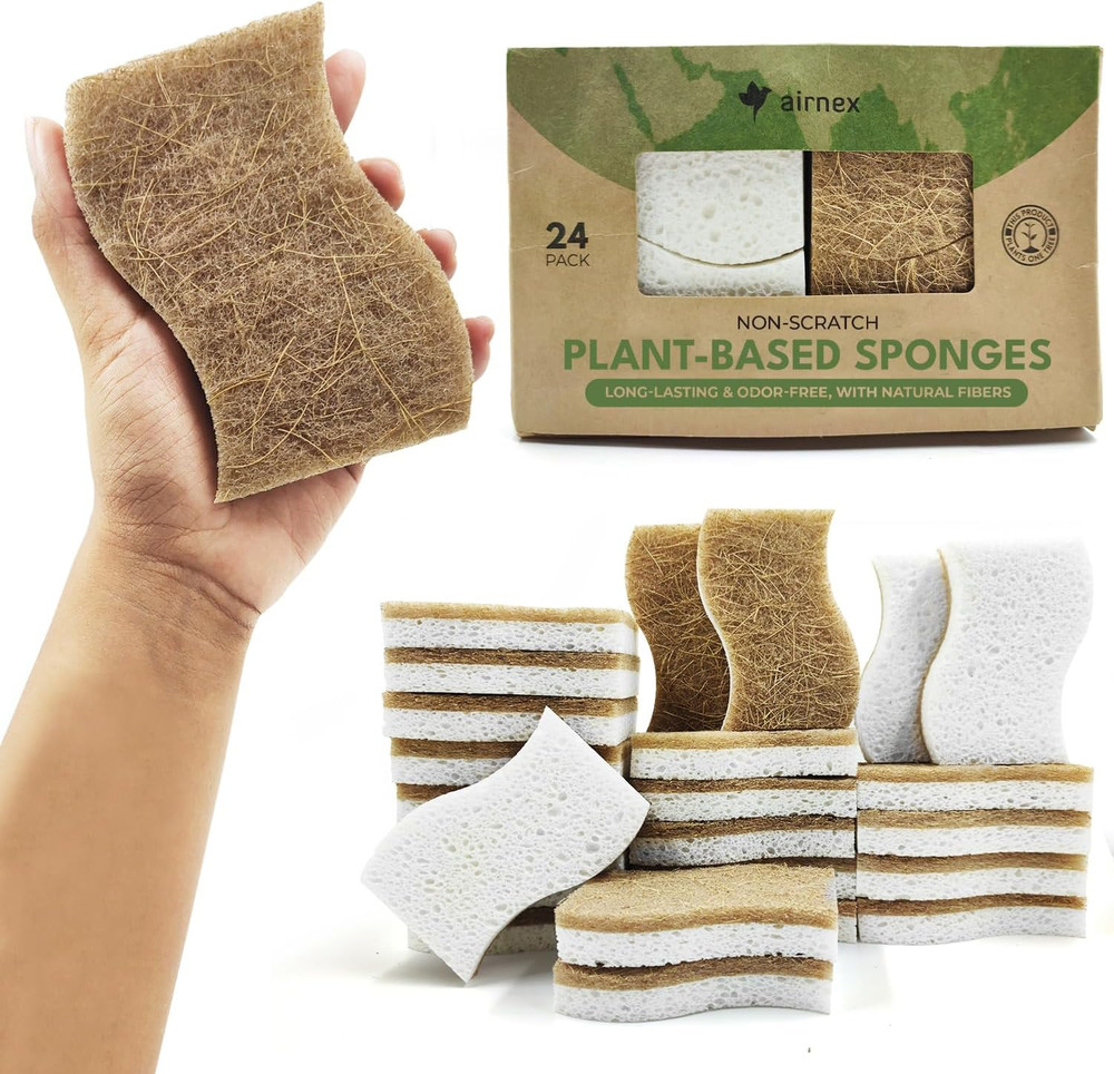 Biodegradable Natural Sponge - Compostable Cellulose & Coconut Walnut 6/12/24 ct