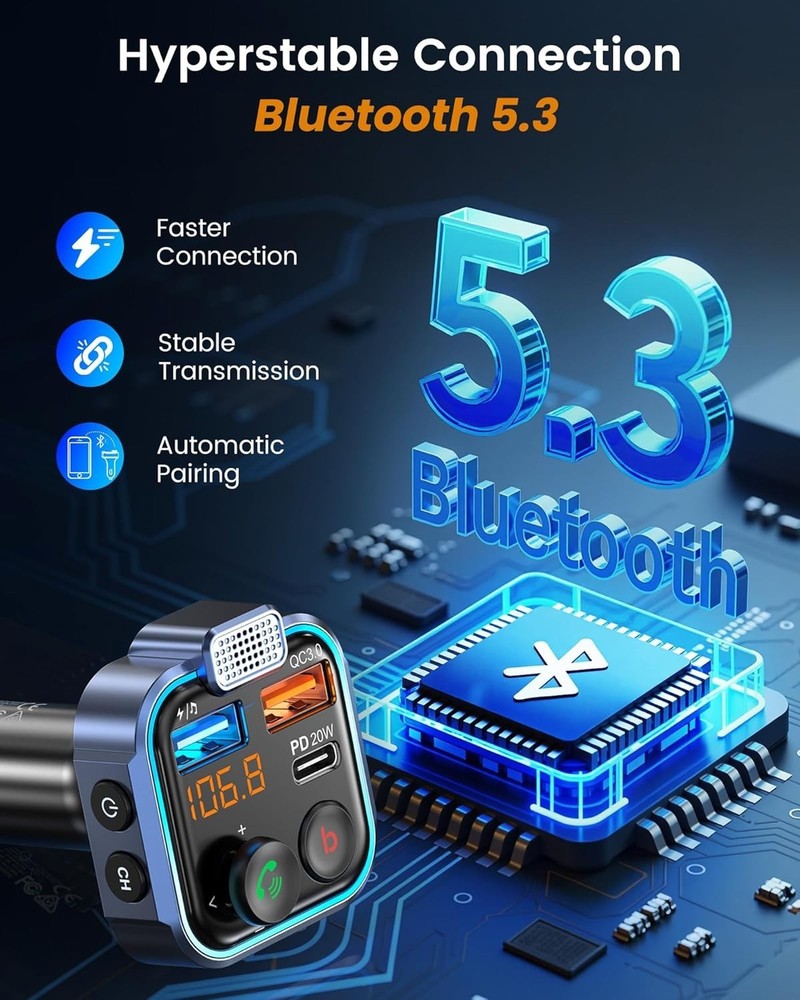 Bluetooth FM Transmitter: 20W Fast Charger & Ultimate Audio Experience
