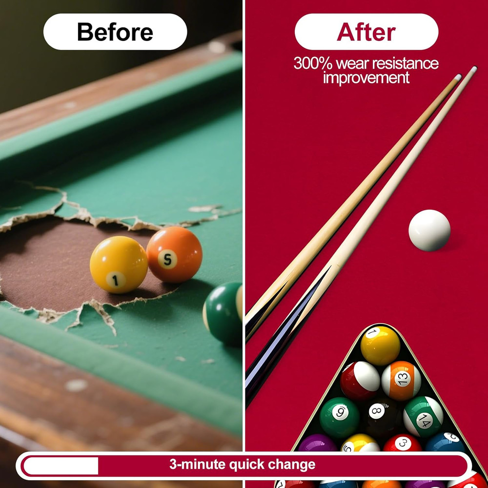 Pre-Cut Pool Table Felt Replacement Kit - 8Ft Billiard Cloth W/Gloves, Strips &