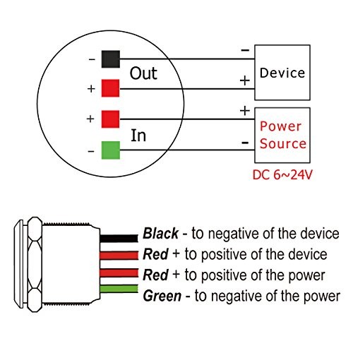 Touch Switch UT19W1 Switch DC 6V to 24V Blue LED Suitable for 19mm Momentary