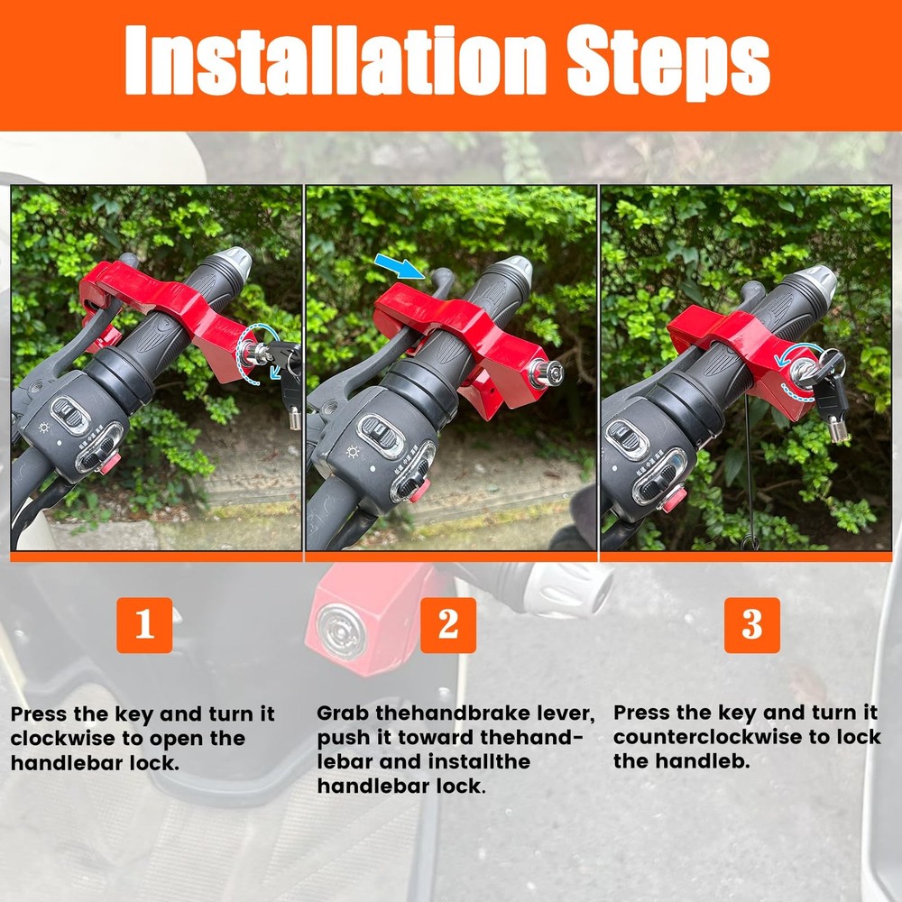 Universal Motorcycle Handlebar Lock Anti-Theft Adjustable Security for Scooter