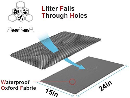 Cat Litter Mat Double Layer Waterproof Urine Proof Trapping Mat 1 Pack Gray, ...