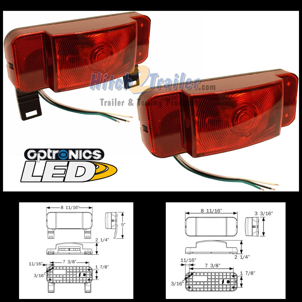 Optronics LED Red Black base Tail Lights RV Camper Trailer License Plate Combo