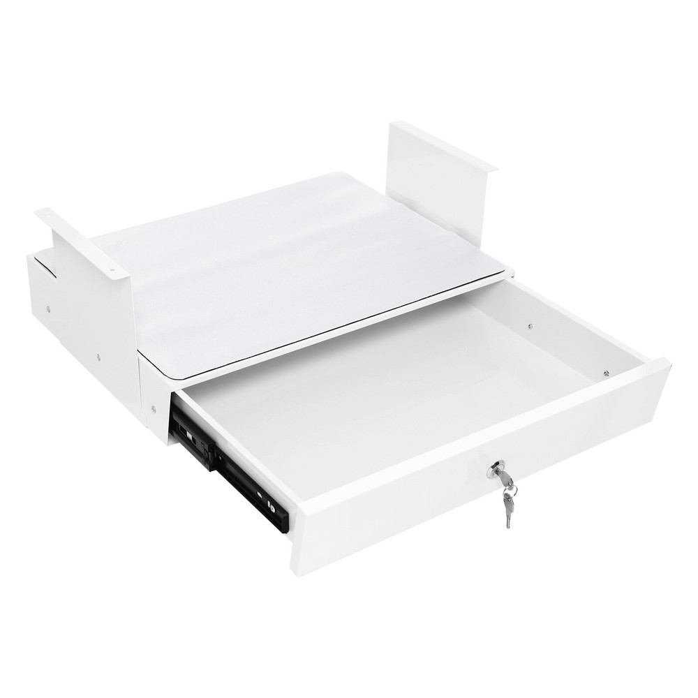 Sliding Pull-Out Drawer Under Desk for Office Organization, White