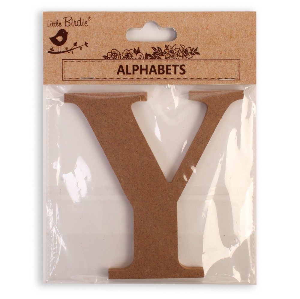Little Birdie MDF Alphabets Upper Case 4" 1/Pkg-Y - 6 Pack