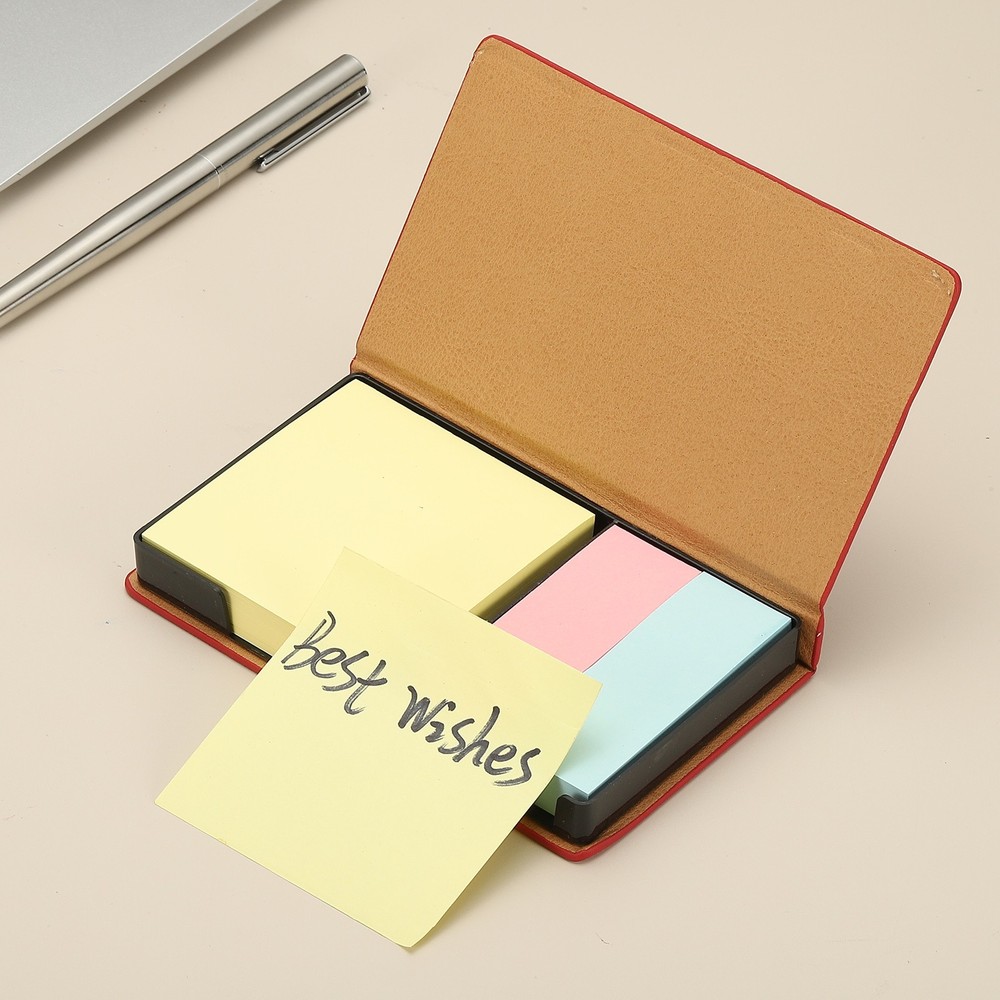Leather Sticky Notes Holder, Post Notes Holder Box, Gray