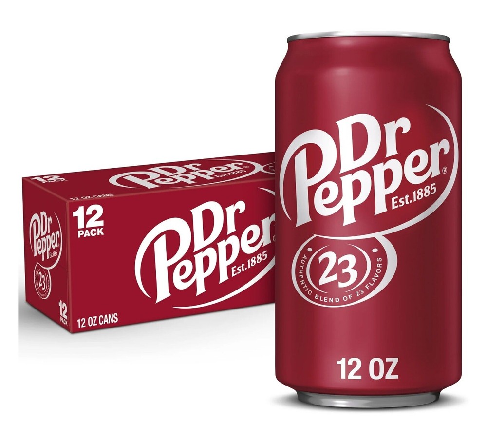 Dr Pepper Soda Pop, 12 fl oz, 12 Pack Cans