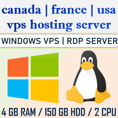 Windows Server Linux Server (SSH|RDP|VPS SERVER) 4GB RAM + 150GB HDD