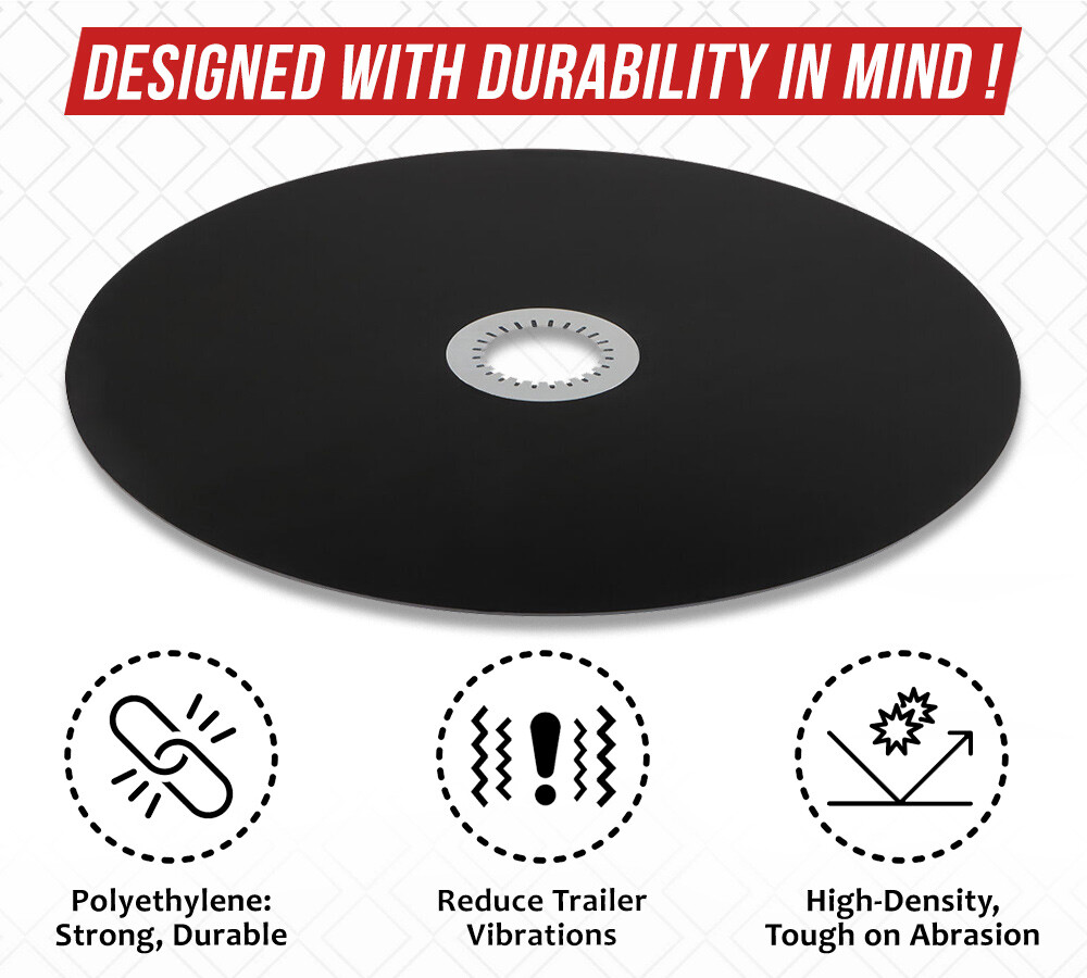 36" Fifth Wheel Disc Lube Plate w/ Steel Retention Clip - 5mm Thick, HDPE