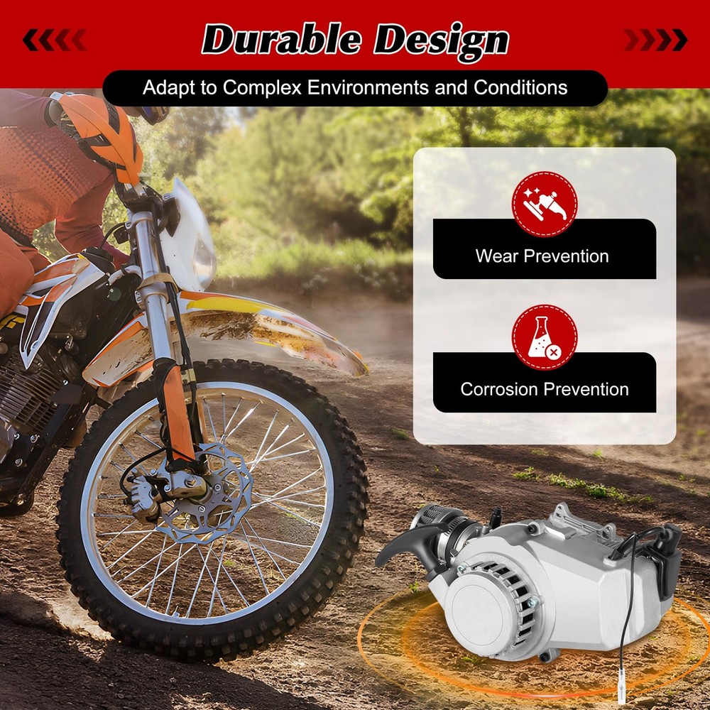 49CC 2-Stroke Single Cylinder Engine Pull Start Kit with Fuel Tank for ATV