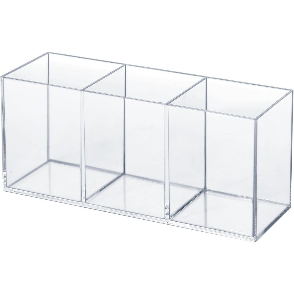 Clear Acrylic Silverware and Pen Organizer Caddy Transparent Plastic Storage