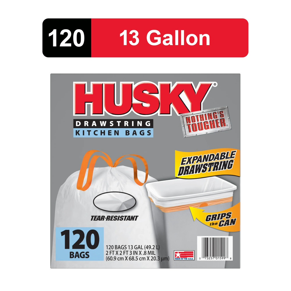 13 Gallon Tall Kitchen Drawstring Bags, 120 Bags
