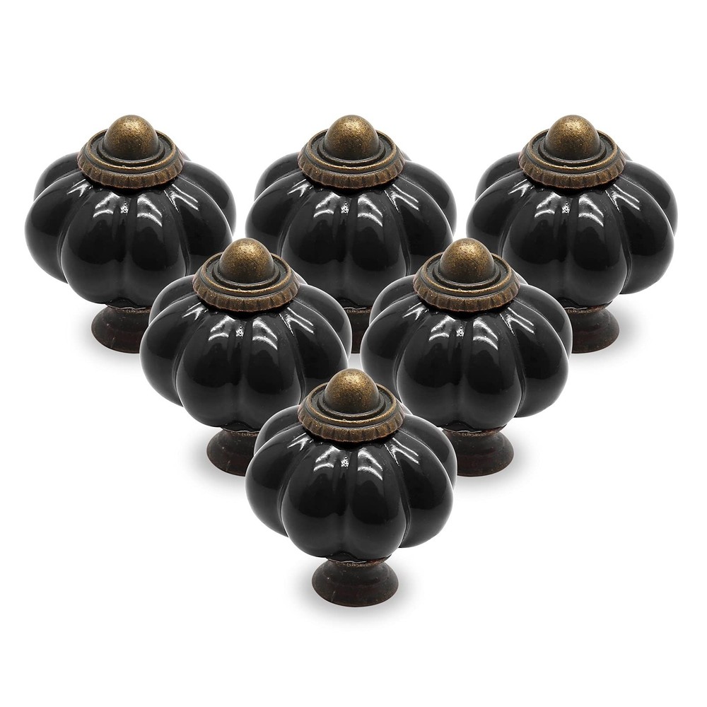 12pcs Black Vintage Ceramic Cabinet Knobs and Drawer Pulls with Mounting Screws