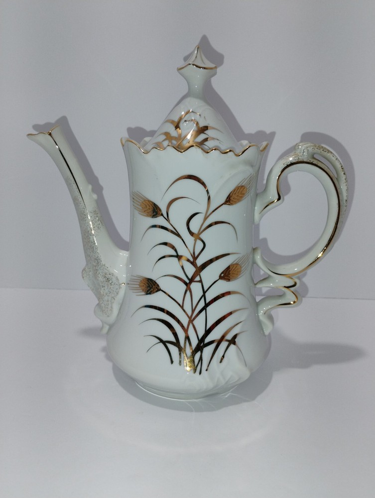 Lefton Wheat Coffee Pot With Lid