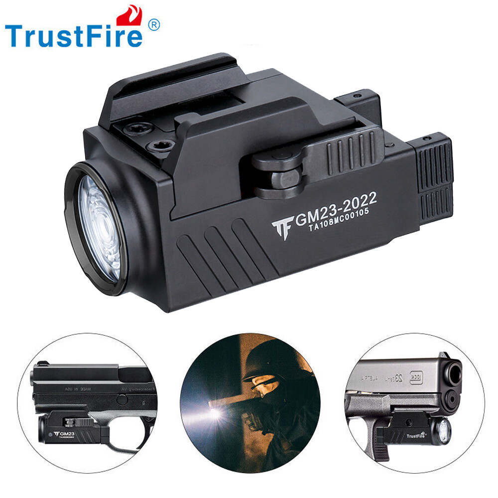 Compact LED Pistol Light Tactical Rail Mounted Gun Weapon Flashlight For Glock