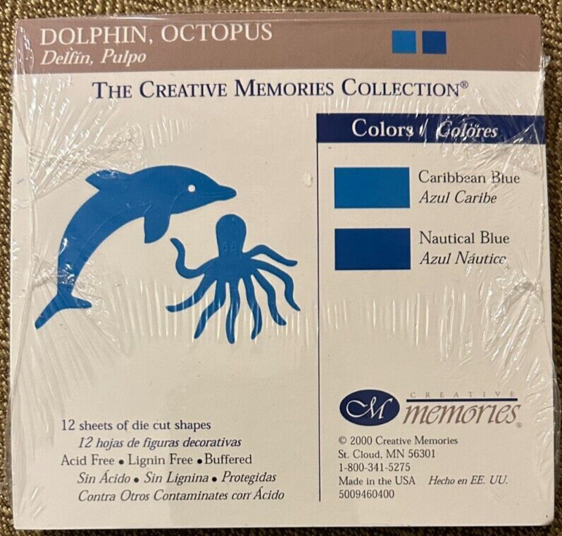Creative Memories Dolphin, Octopus die cuts - Caribbean Blue