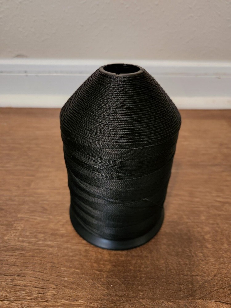 6 Black Polyester Bonded Thread #207, Tex-210, 16OZ / 1LB spool x 6