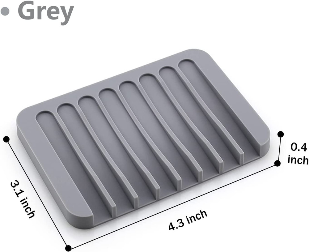 3-Pack Silicone Self-Draining Soap Dishes: Waterfall Drainer Design