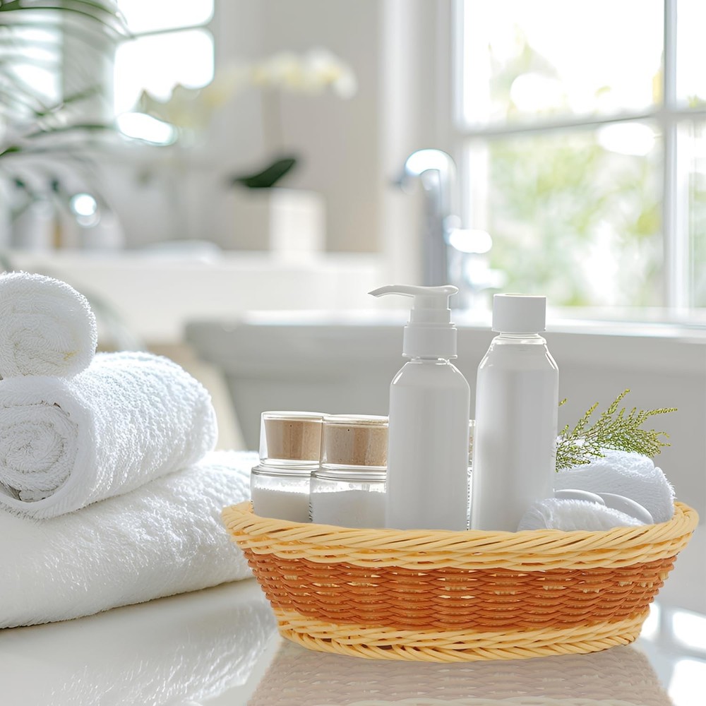 11.8 Inch Wicker Baskets,3 Pack Woven Bread Baskets Round Fruit Baskets Stack...