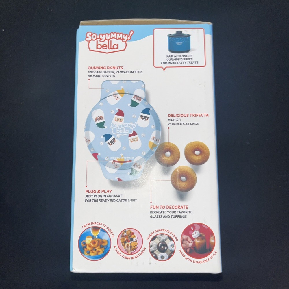 Bella Compact Mini Donut Doughnut Maker Dessert Nonstick Blue