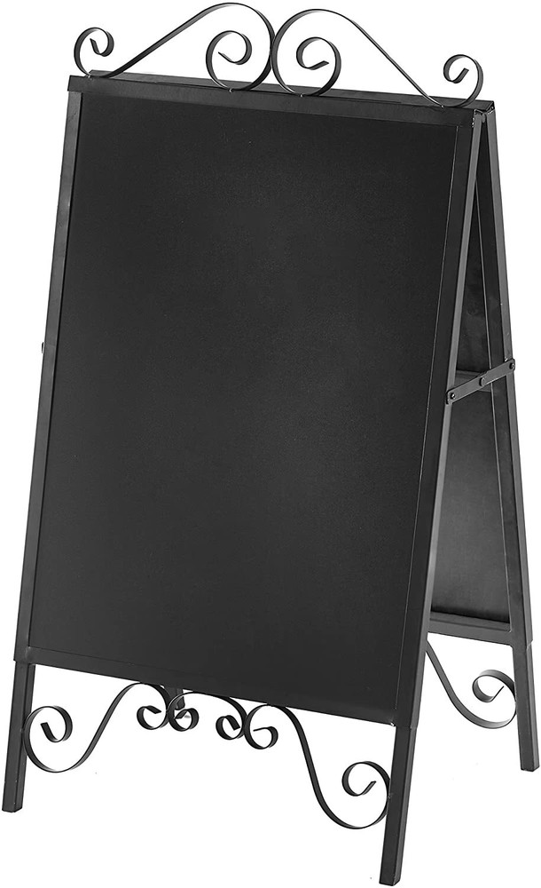A-Frame Black Metal Freestanding Chalkboard Sign/Decorative Message Board