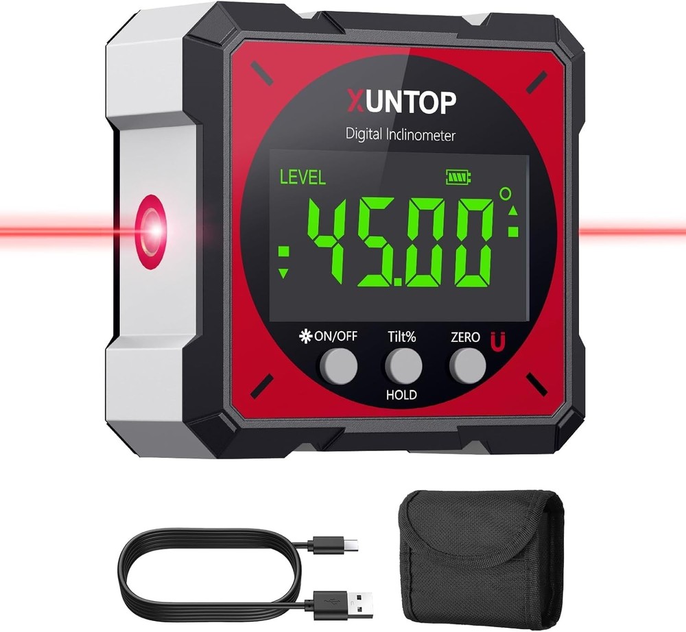 Digital Angle Finder Level Box with Laser Class 2 1mW Output