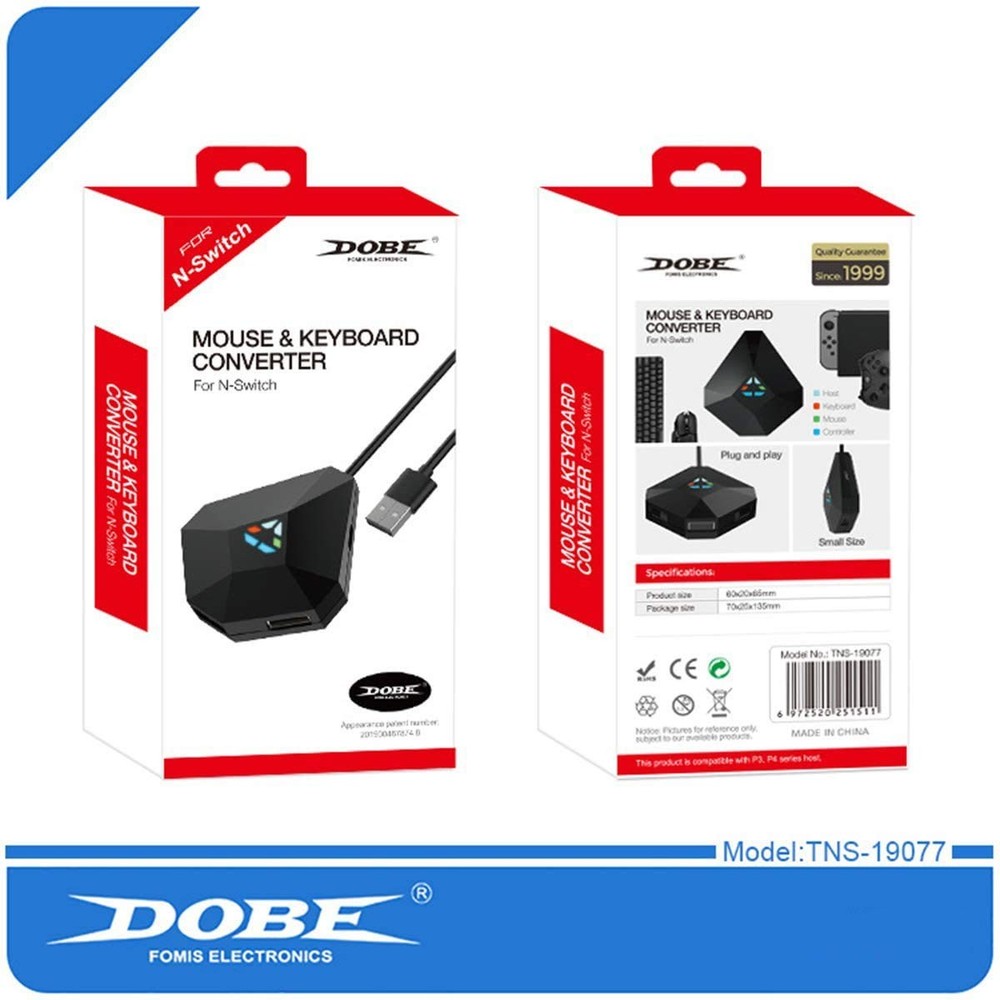 Dobe NS-Switch PS4 PS3 Game Keyboard and Mouse Adapter for PS4, PS3, black