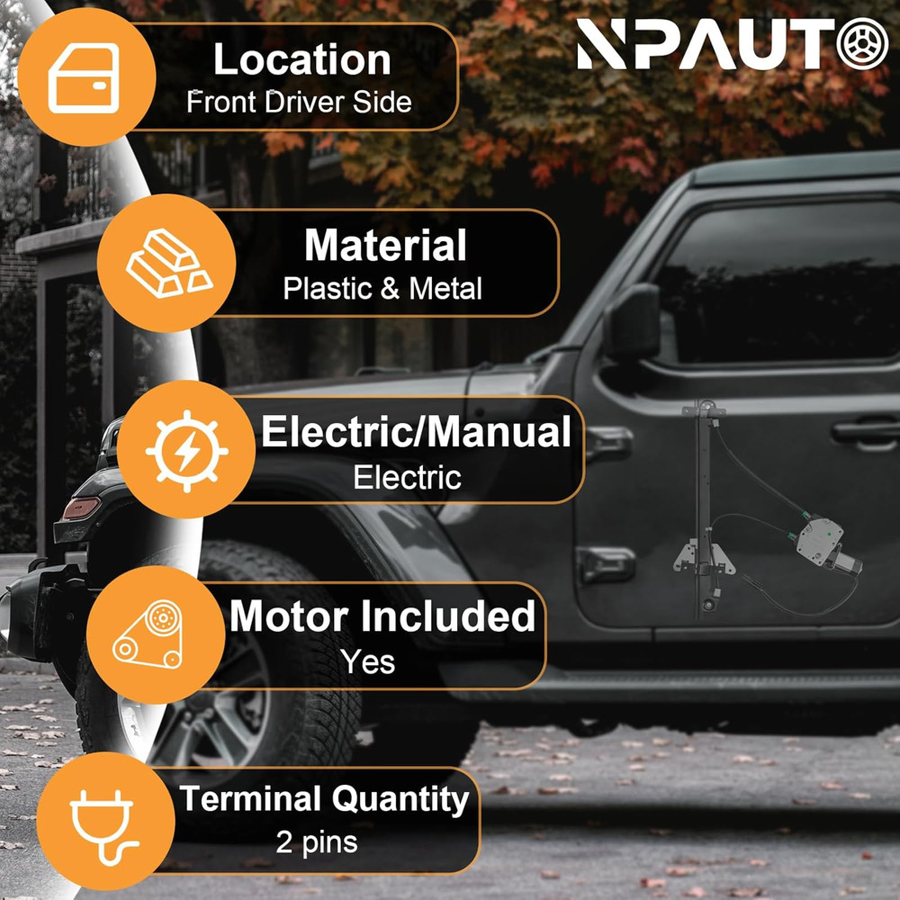 2000-04 Dakota 1998-03 Durango Front Driver Window Regulator–Compatible