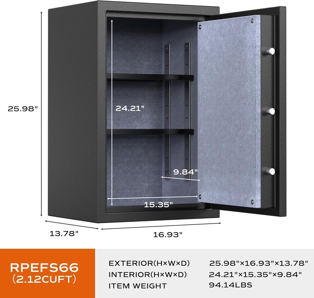 RPNB Deluxe Fireproof Safe Box, Digital Fire Proof Safe with Touch Screen