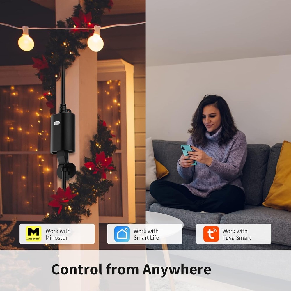 Customizable WiFi Dimmer Plug for Dimmable String Lights - No Hub Required