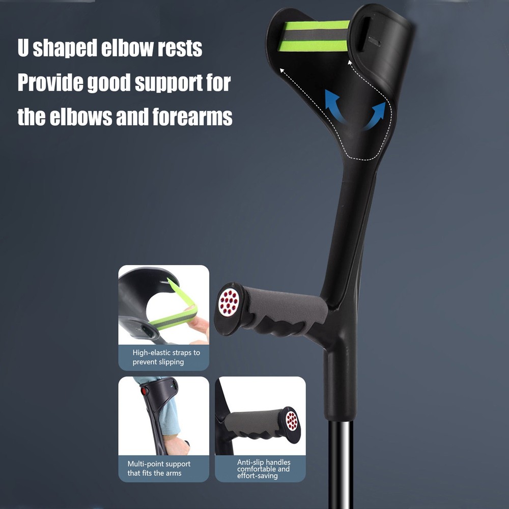 1PC Forearm Crutches Lightweight Foldable Forearm Crutch Comfortable Grip