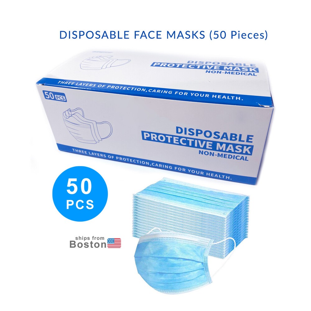 Face Masks Blue Pack - 50 Pieces