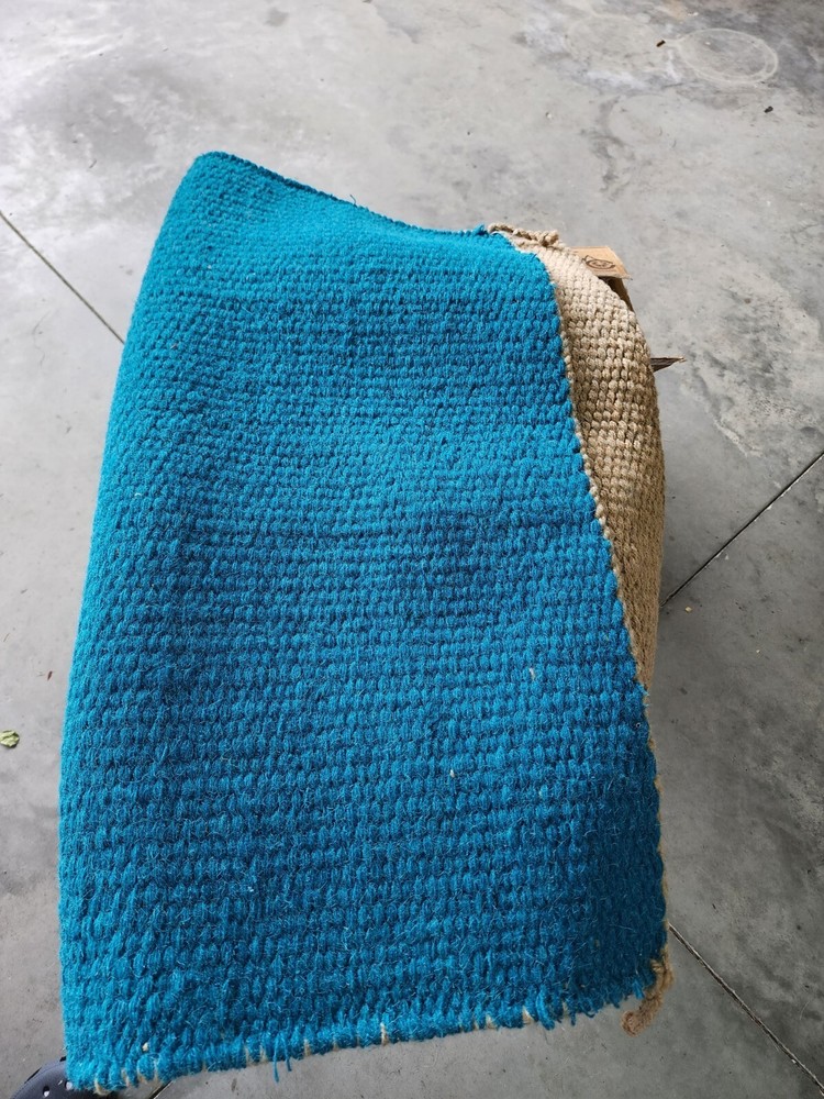Western Wool Saddle Blanket 37x36 Reversible Gray & Teal