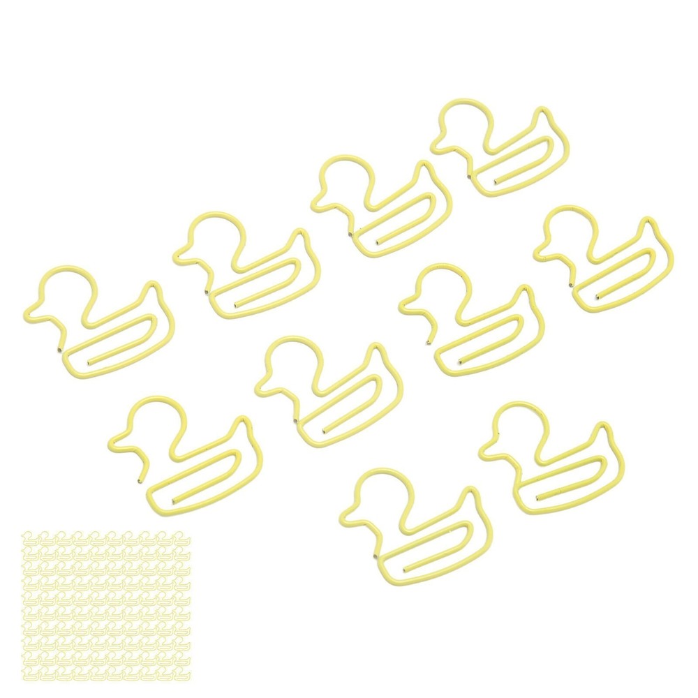 100Pcs Paper Clips Yellow Duck Shape Lightweight Portable Electroplating Process