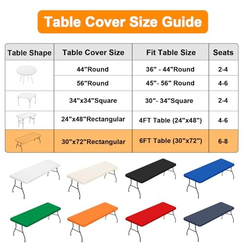 2 Pack Rectangle Fitted Table Covers for 6 Rectangular 30" x 72" (2Pack) Black