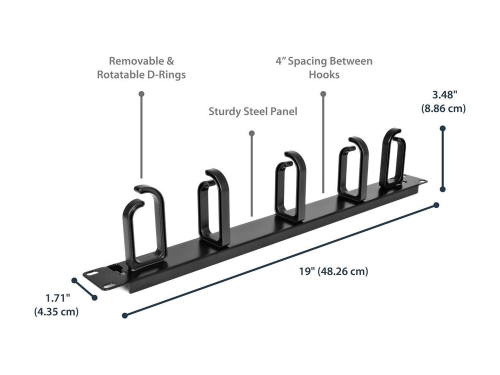 StarTech CABLMANAGER2 1U 19in Metal Rackmount Cable Management Panel
