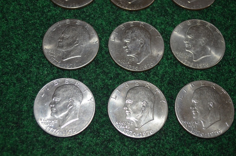 Nine 1976 One Dollar Eisenhower Bicentennial Coins