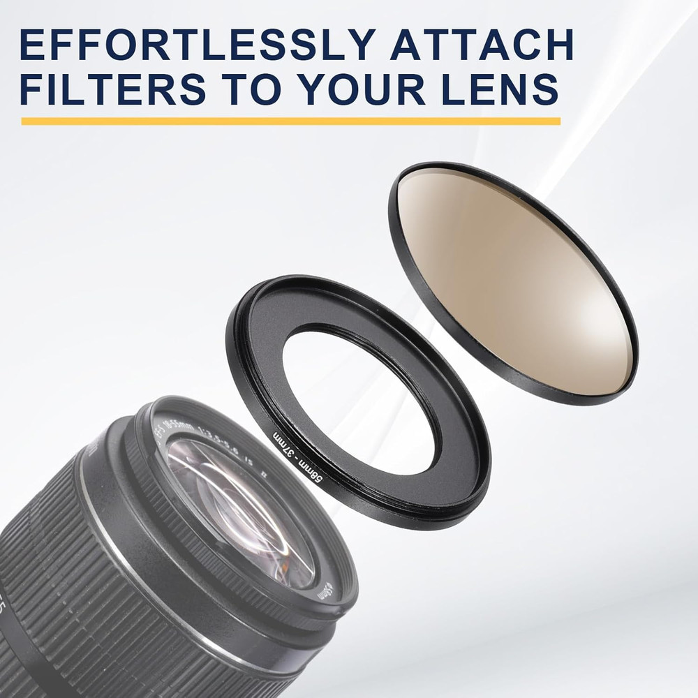 Step down Ring Adapter 58Mm to 49Mm, 2 Pcs Filter Step-Down Rings Camera Lens Fi