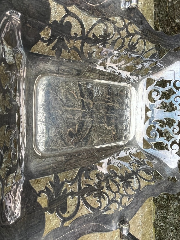 Antique Silver Plated Fruit Bowl. Claw Feet.